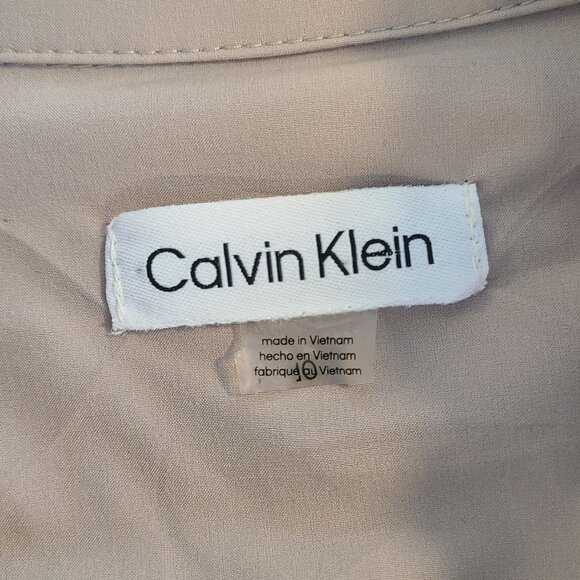 Calvin Klein Button Up Utility Belted Maxi Dress Minimalist 10 Khaki Acadamia - Picture 5 of 8